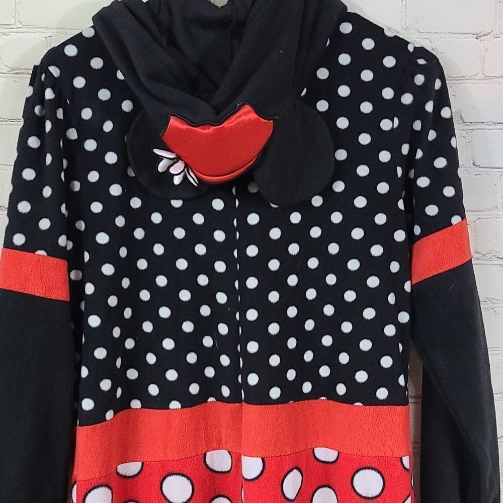 Disney Minnie Mouse S Fleece Union Suit Pajamas Hooded Onesie Cosplay Costume - Picture 6 of 11